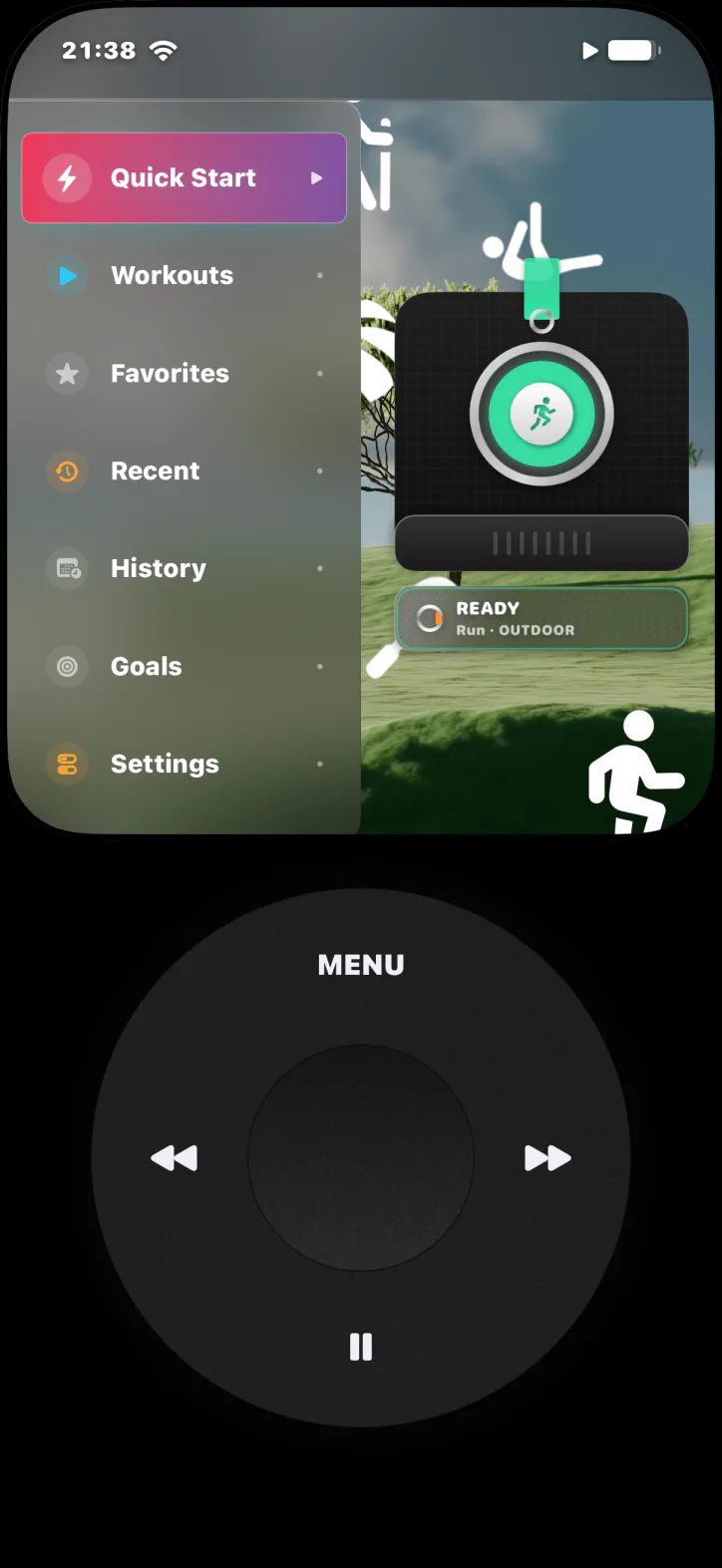 UltraPod fitness menu