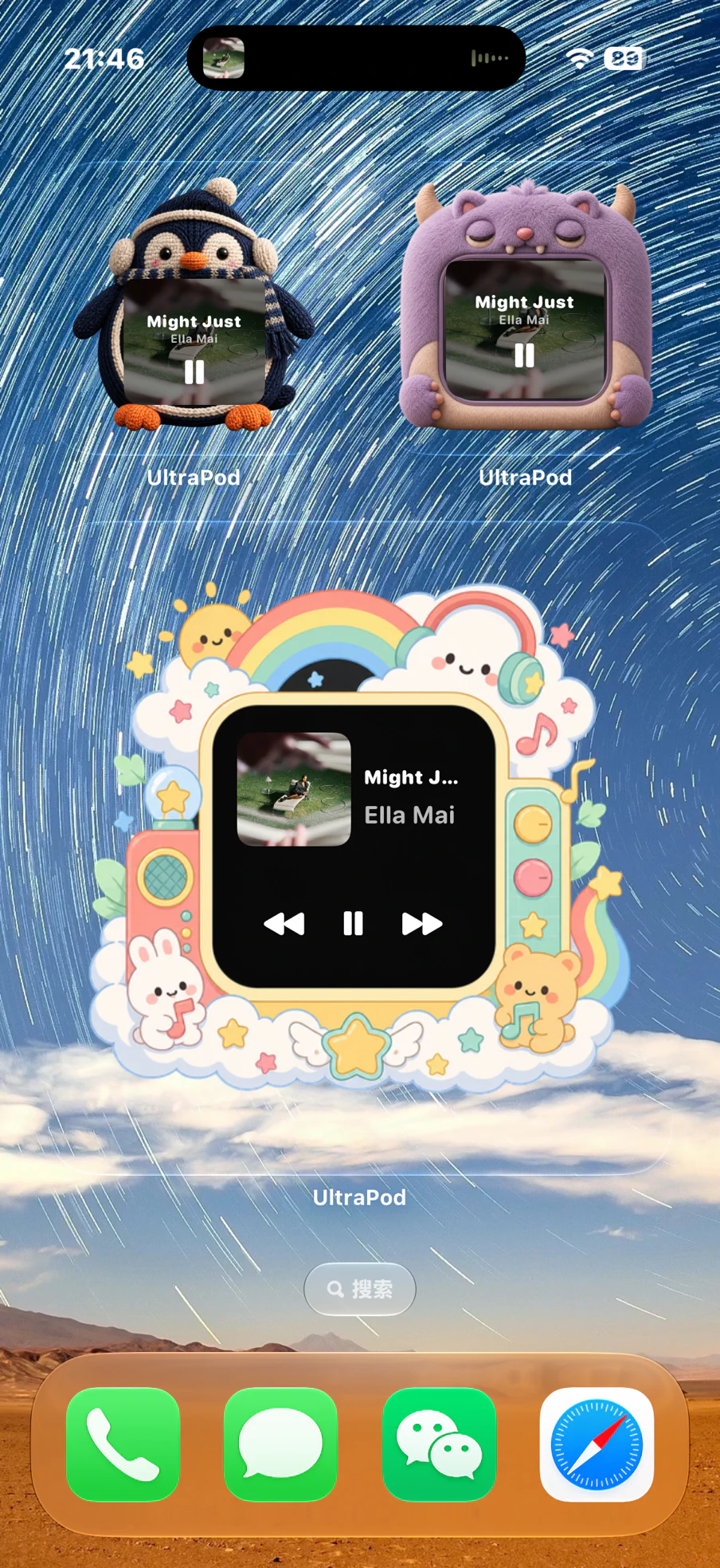 Home Screen with UltraPod widgets